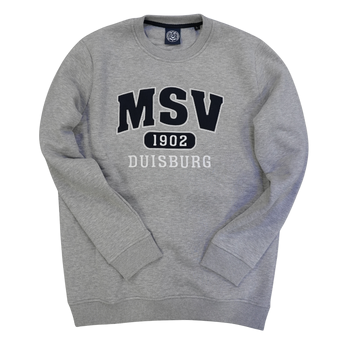 graues Sweatshirt mit Rundhals und Applikation aus Stick und Flock